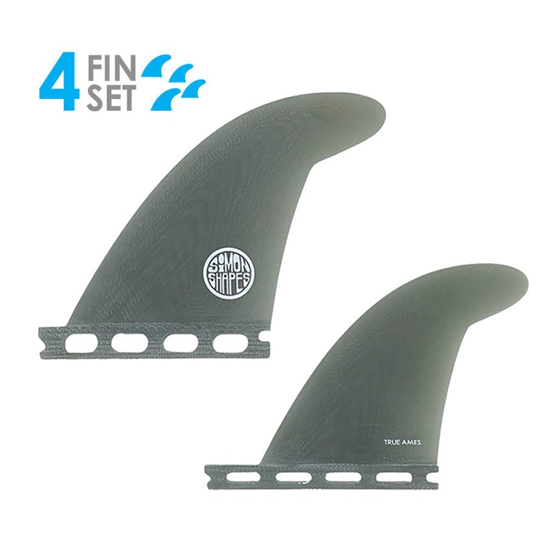 True Ames John Simon Type II Fiberglass Quad Fin Set-Smoke