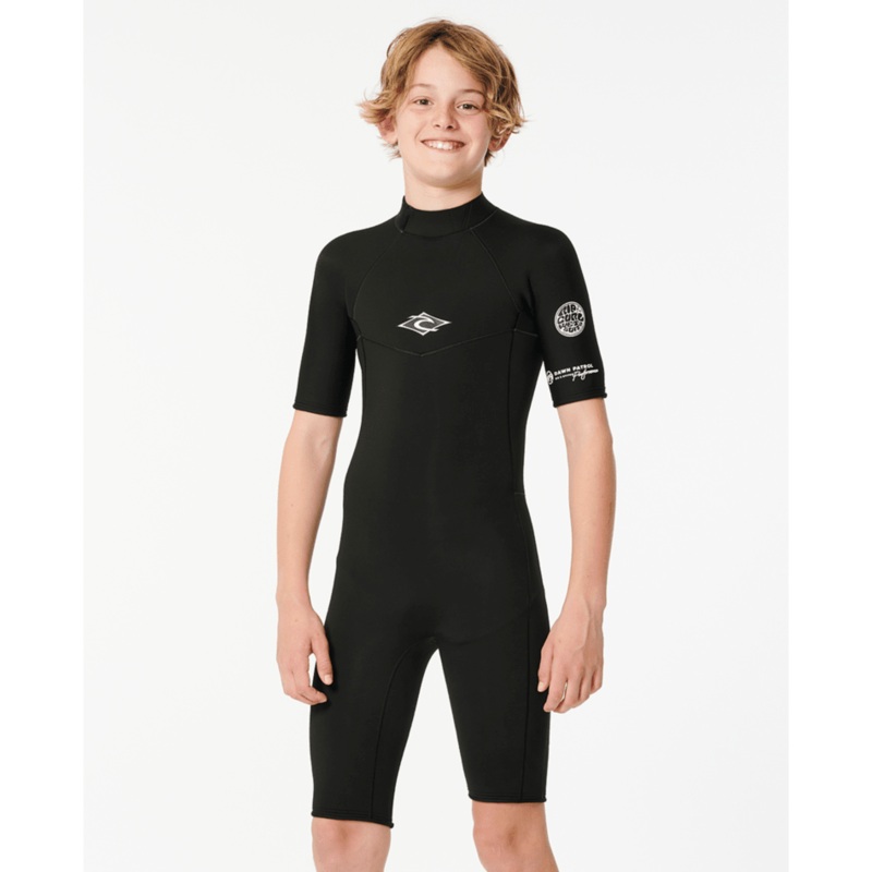 Rip Curl Boys Dawn Patrol 2mm BZ S/S Springsuit-Black