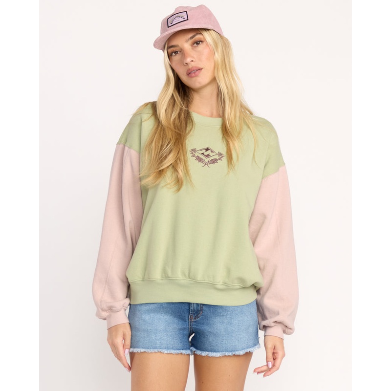 Billabong The Original Vibes Kendal Crew Sweatshirt-Pistachio