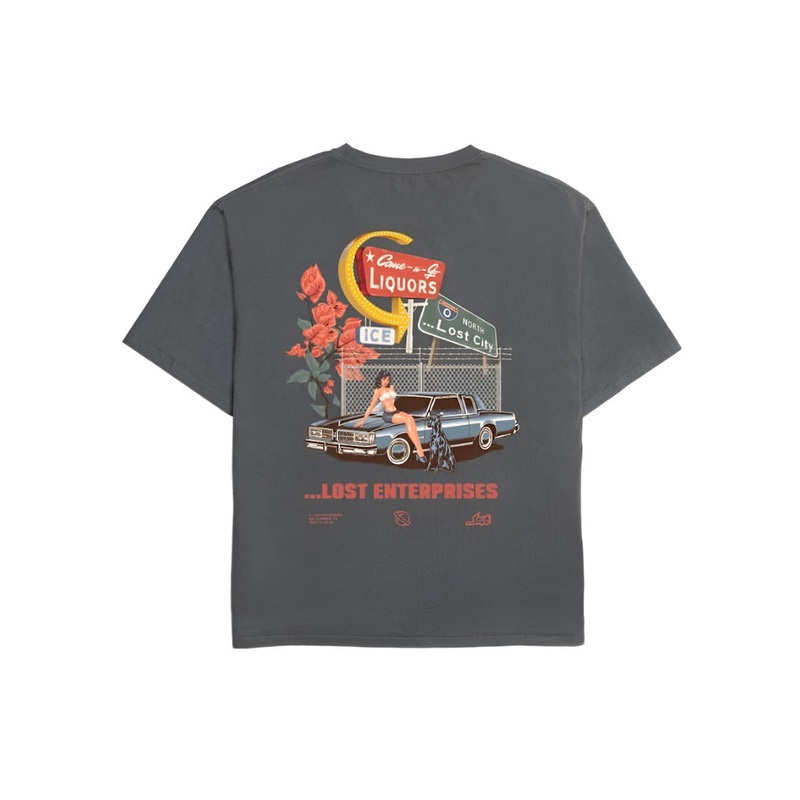 Lost Lost City Boxy Tee-Vintage Black