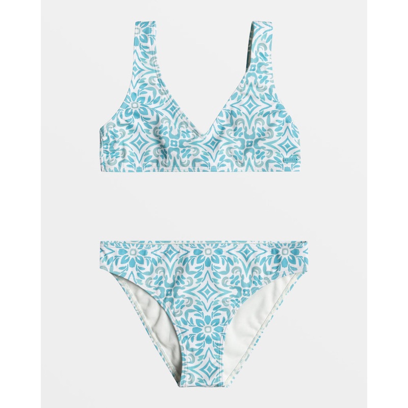 Roxy Girls Fresco Tile Elongated Bikini-Cloud Dancer