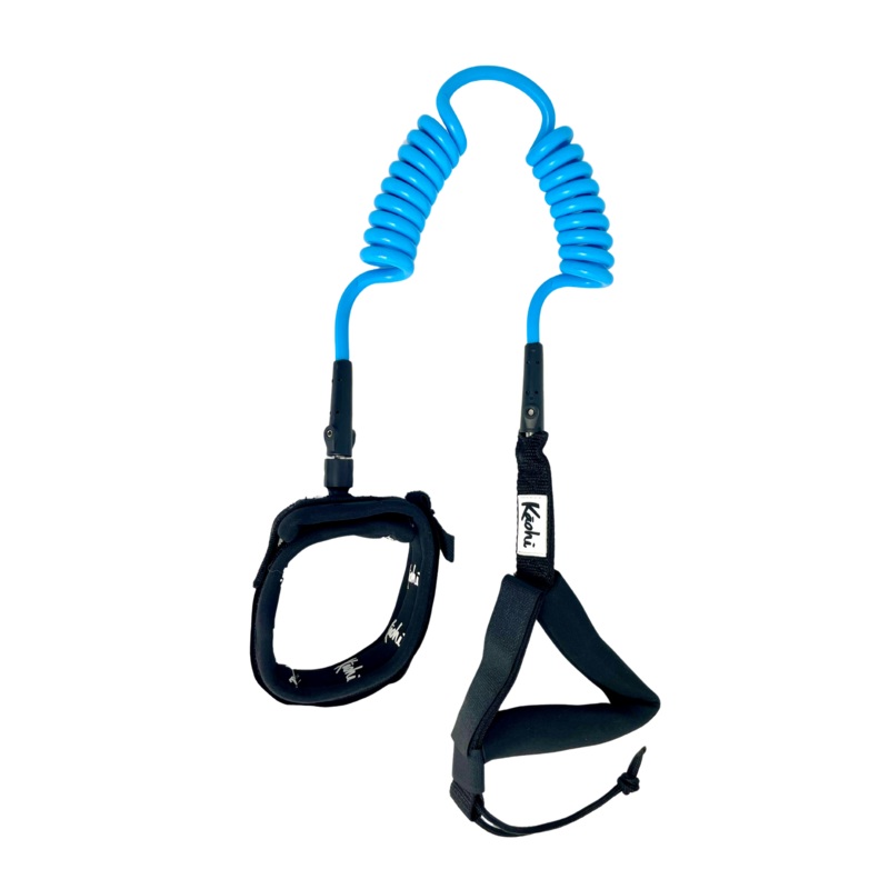 Kaohi Double Coil Ankle Leash-Blue-6′ x 8mm