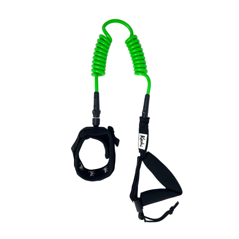 Kaohi Double Coil Ankle Leash-Green-6′ x 8mm