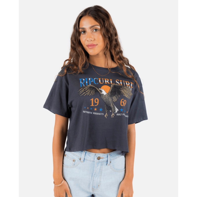 Rip Curl Soaring Crop Tee-Washed Black