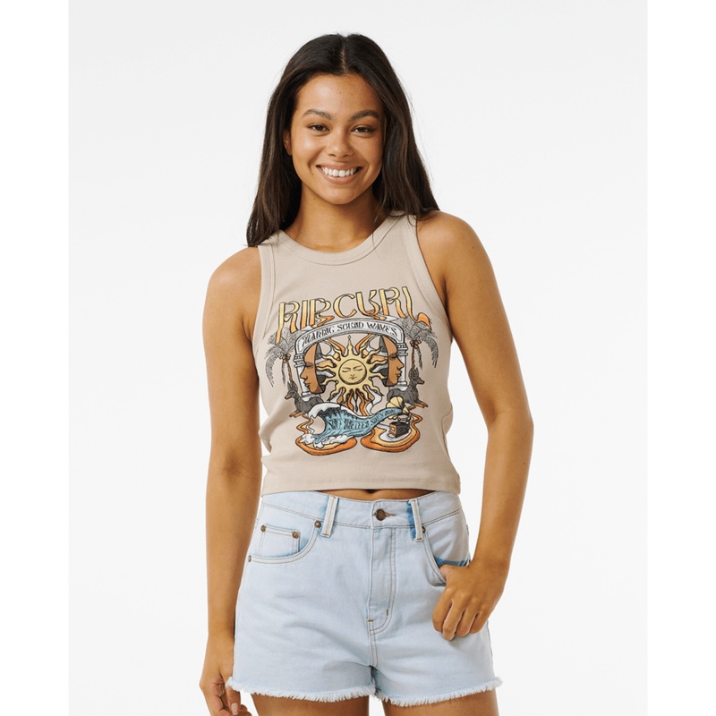 Rip Curl Sound Wave Ribbed Tank-Natural