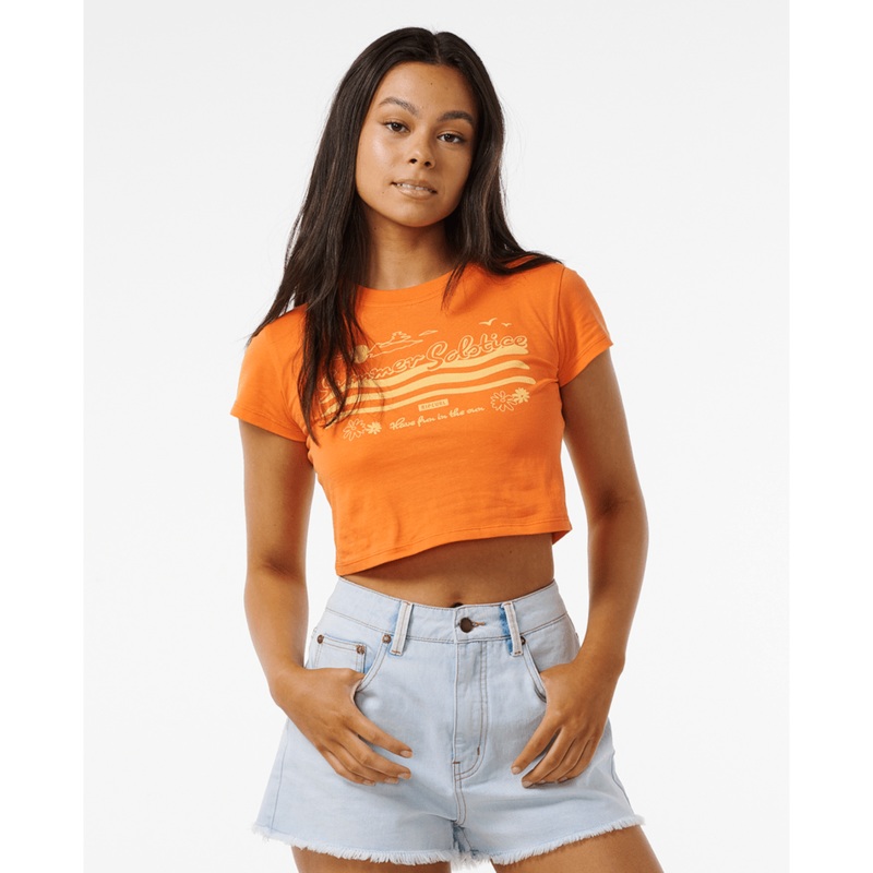 Rip Curl Summer Solstice Baby Tee-Bright Orange