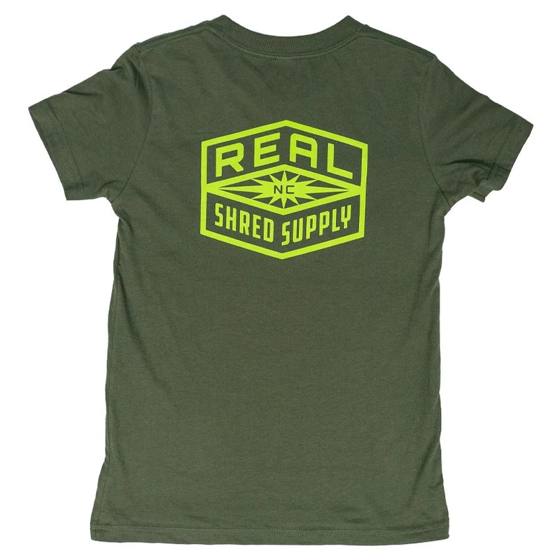 REAL Youth Shred Supply Tee-Military Green