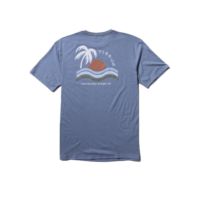 Vissla High Tide  Comp Lite Performance Tee-Harbor Blue Heather