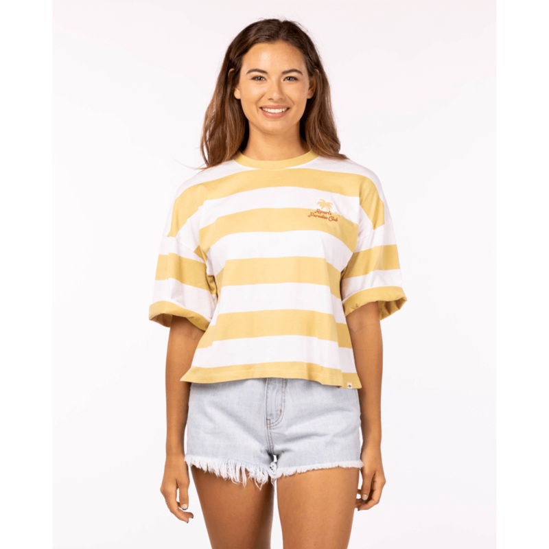 Rip Curl Paradise Club Heritage Crop Tee-Straw