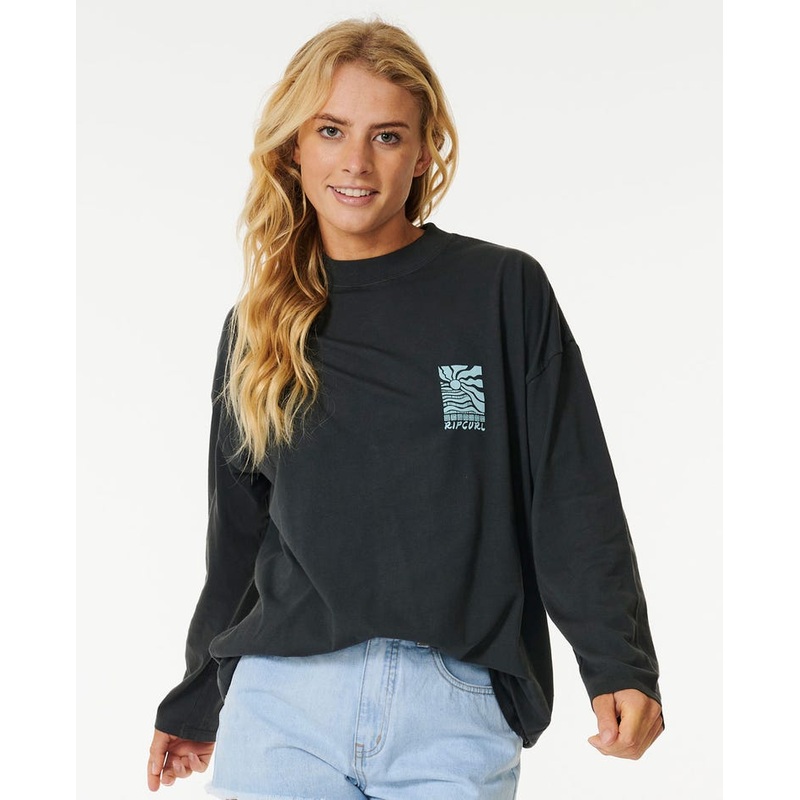 Rip Curl Ripple Oversize L/S Tee-Phantom