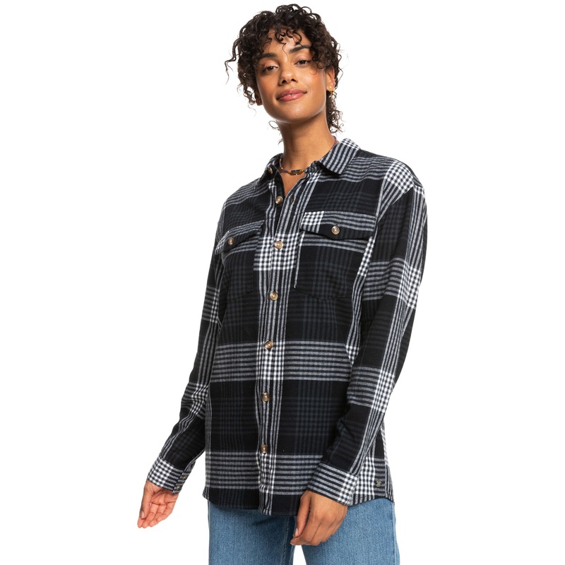 Roxy Let It Go Flannel L/S Shirt-Anthracite Hallo Plaid