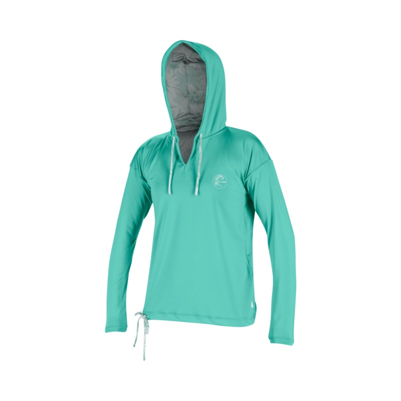 O’Neill Wmn’s Side Print L/S Hooded Sun Shirt-Opal/Mirtrop