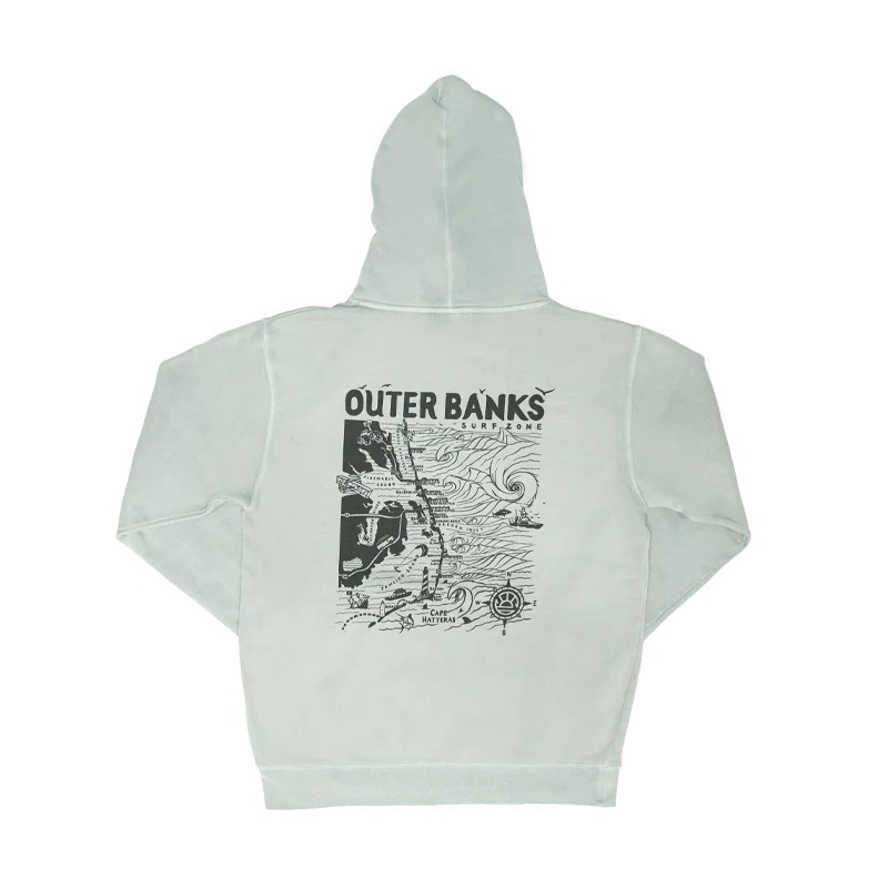 REAL Outer Banks Map Hooded Sweatshirt-Sage