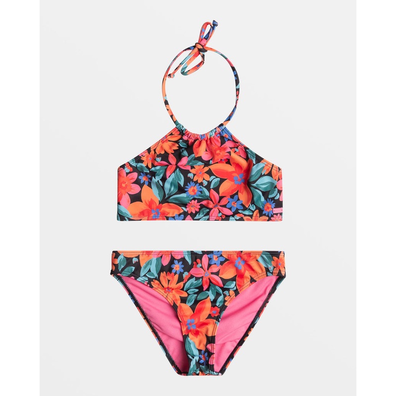 Roxy Girls Floral Fiesta Crop Top Bikini-Anthracite