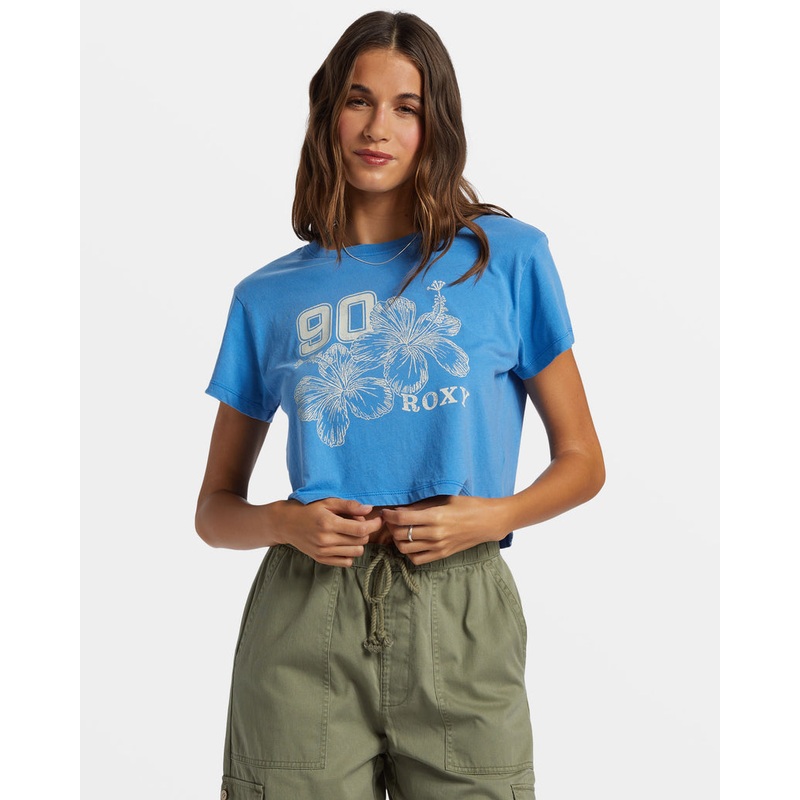 Roxy Hibiscus Collegiate Tee-Campanula