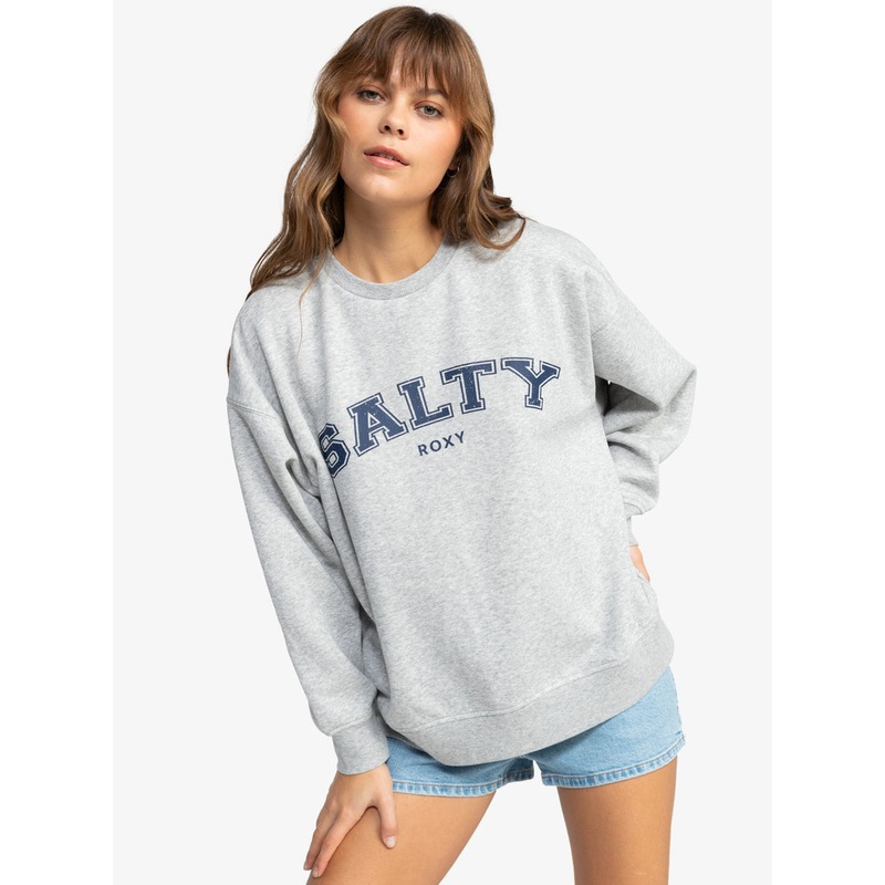 Roxy Morning Hike Crop Sweatshirt-Heritage Heather