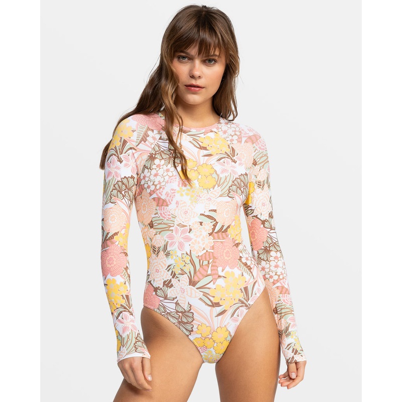 Roxy Playa Paradise Back Zip One Piece-White Viva La Vida