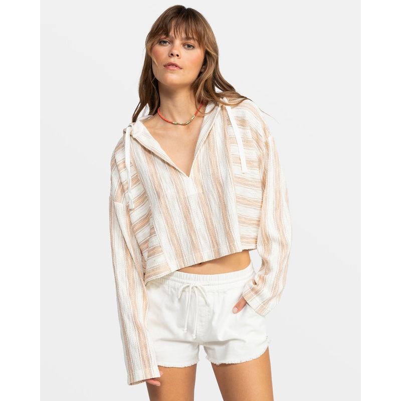 Roxy Todos Santos Poncho L/S Shirt-Egret Trailblazer