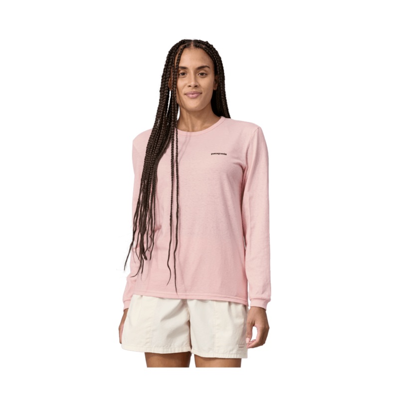 Patagonia P-6 Logo L/S Responsibili-Tee-P-6 Outline: Whisker Pink