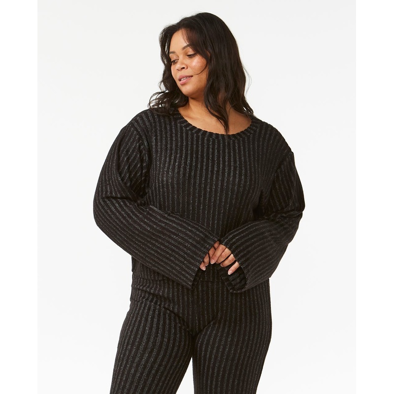 Rip Curl Cozy Crop Crew Sweatshirt-Black Marle