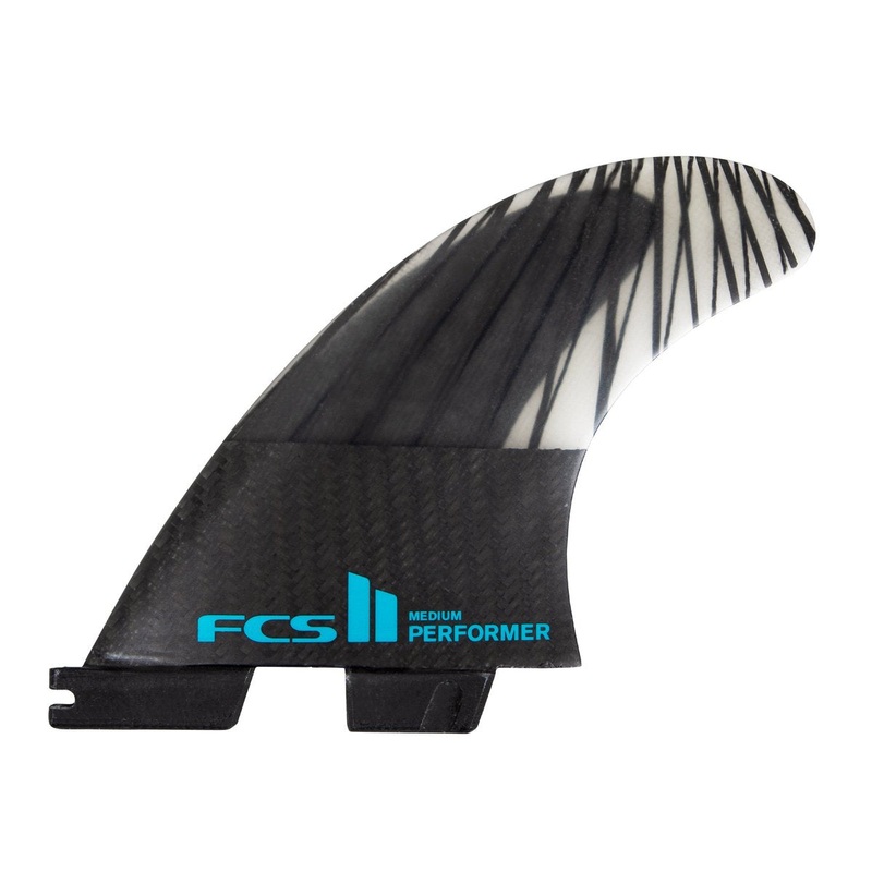 FCS Performer PC Carbon Tri Fin Set-Black/Teal-Small