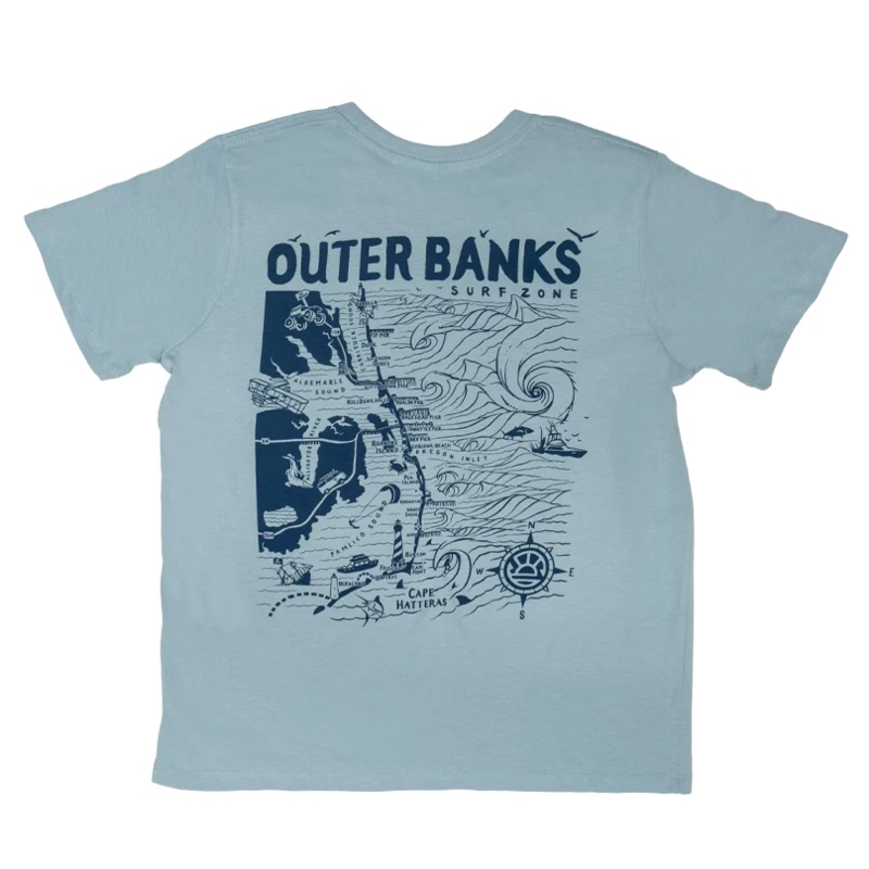REAL Outer Banks Map Wmn’s Classic Tee-Blue Fog