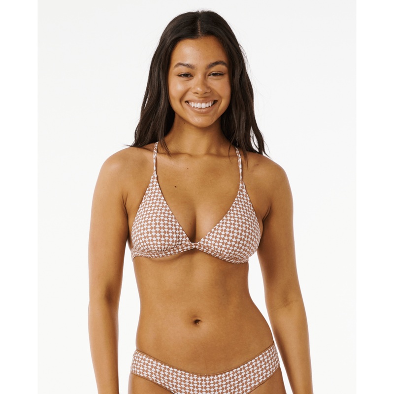 Rip Curl Classic Surf Xback Tri Top-White/Brown