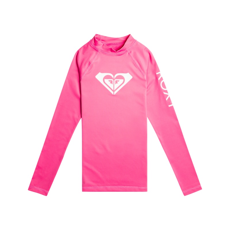 Roxy Girls Whole Hearted L/S Rashguard-Shocking Pink