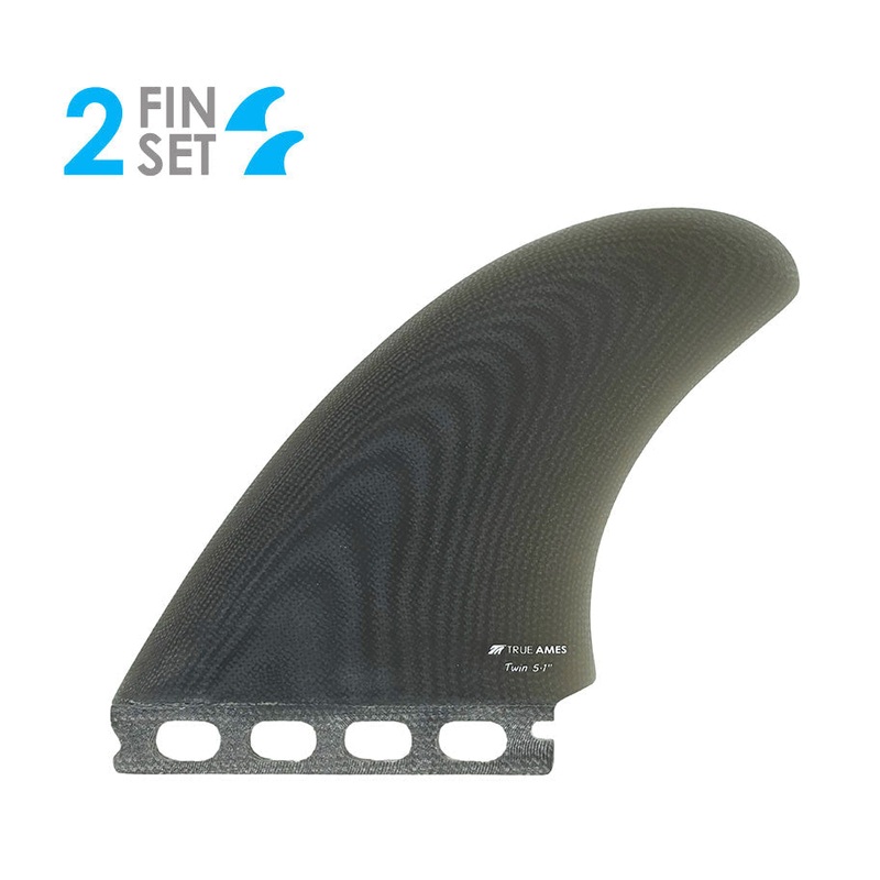 True Ames High Pro Futures Fiberglass Twin Fin Set-Smoke