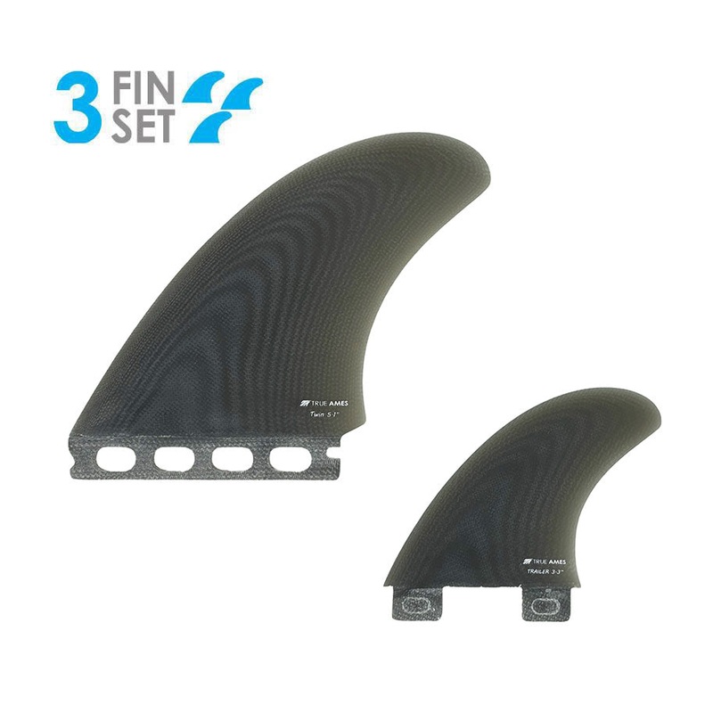 True Ames High Pro Twin + Trailer Futures/FCS Fin Set-Smoke