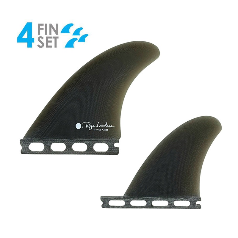 True Ames Lovelace Futures Fiberglass Quad Fin Set-Smoke