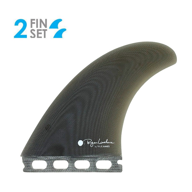 True Ames Lovelace Futures Fiberglass Twin Fin Set-Smoke