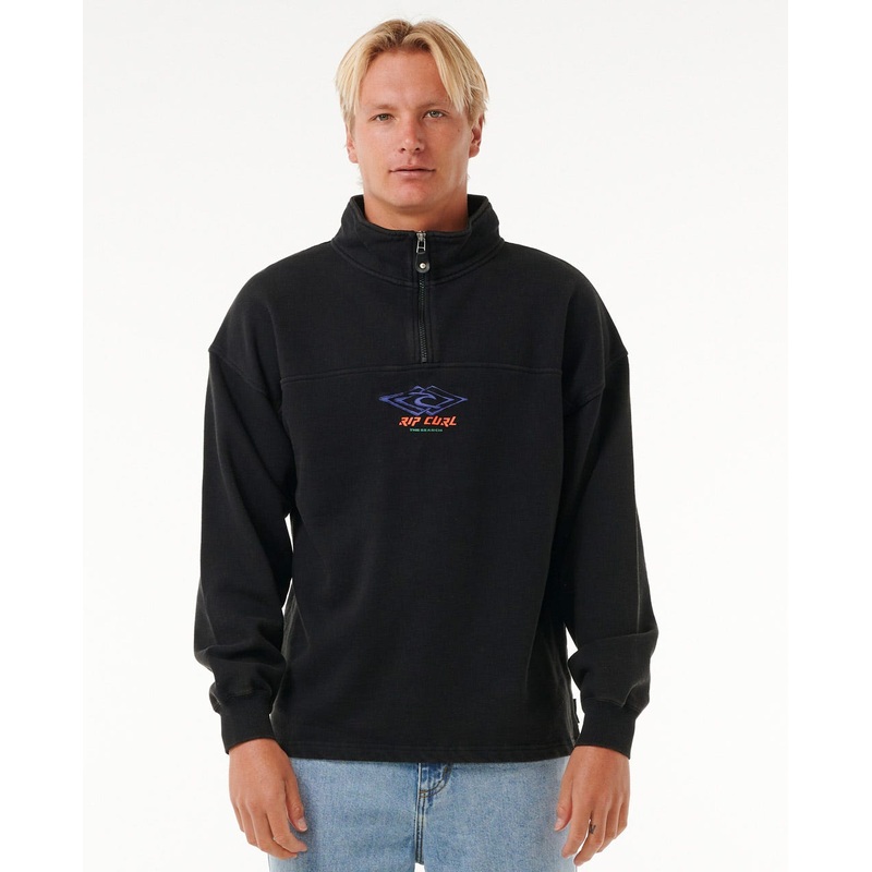 Rip Curl Quest1/4 Zip Crew Sweatshirt-Black