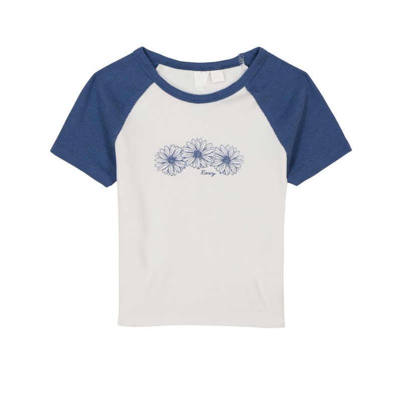 Roxy Girls Daisies Raglan Tee-Coastal Fjord
