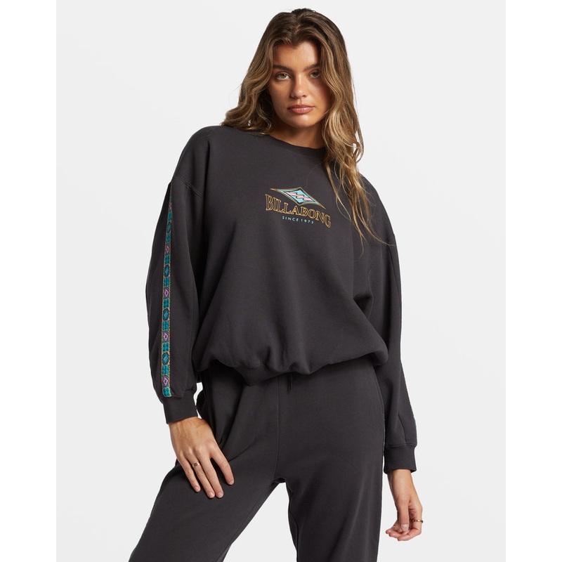 Billabong Swipe Right Kendal Crew Sweatshirt-Black Sands