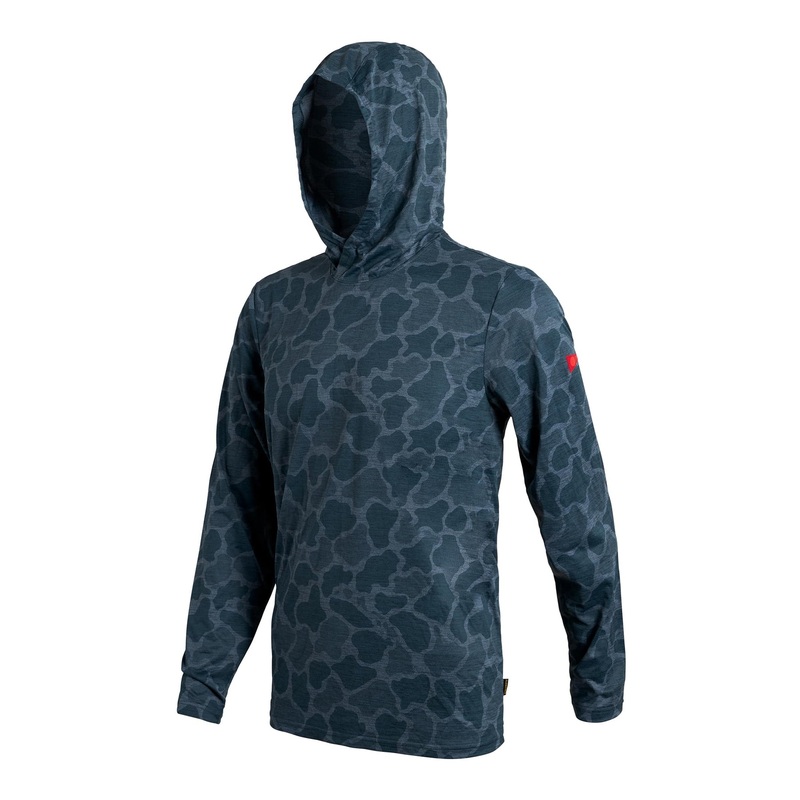 Florence Marine X Airtex Hooded L/S Shirt-Heather Light Sea Blue Camo