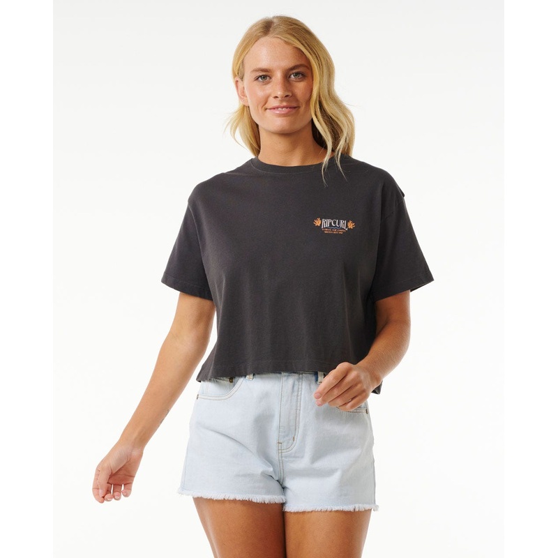 Rip Curl Coral Sands Crop Tee-Washed Black