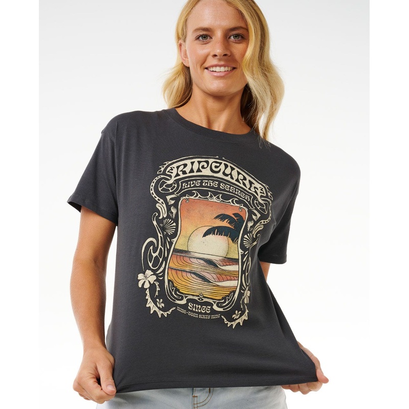 Rip Curl Sea Shells Relaxed Tee-Washed Black