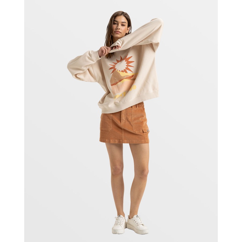 Roxy Lineup Oversized Crew B Sweatshirt-Parchment