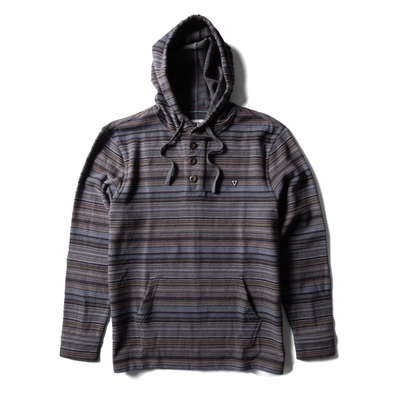 Vissla Descanso Hooded Popover L/S Shirt-Dark Gray