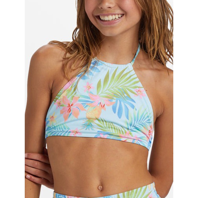 Billabong Girls In Da Jungle High Neck Bikini-Blue Glow