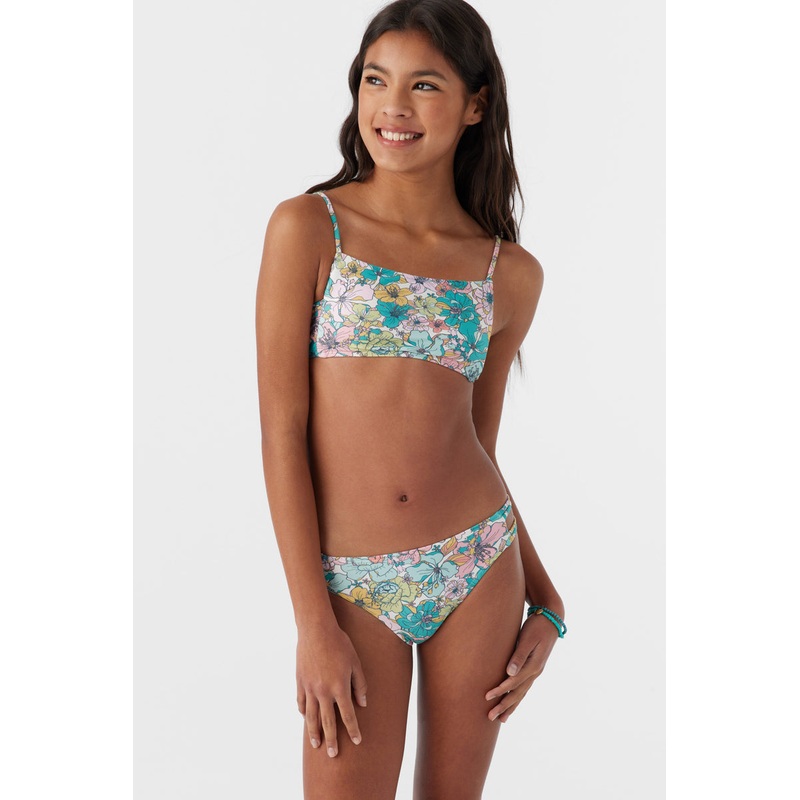 O’Neill Girls Janis Floral Square Neck Top Bikini-Multi