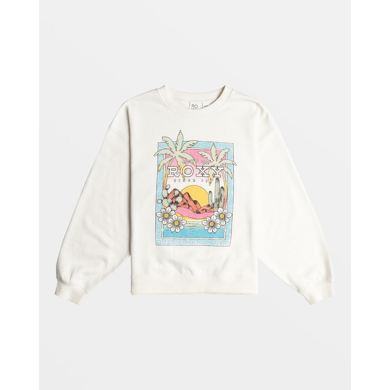 Roxy Girls Lineup Crew Terry Sweatshirt-Snow White