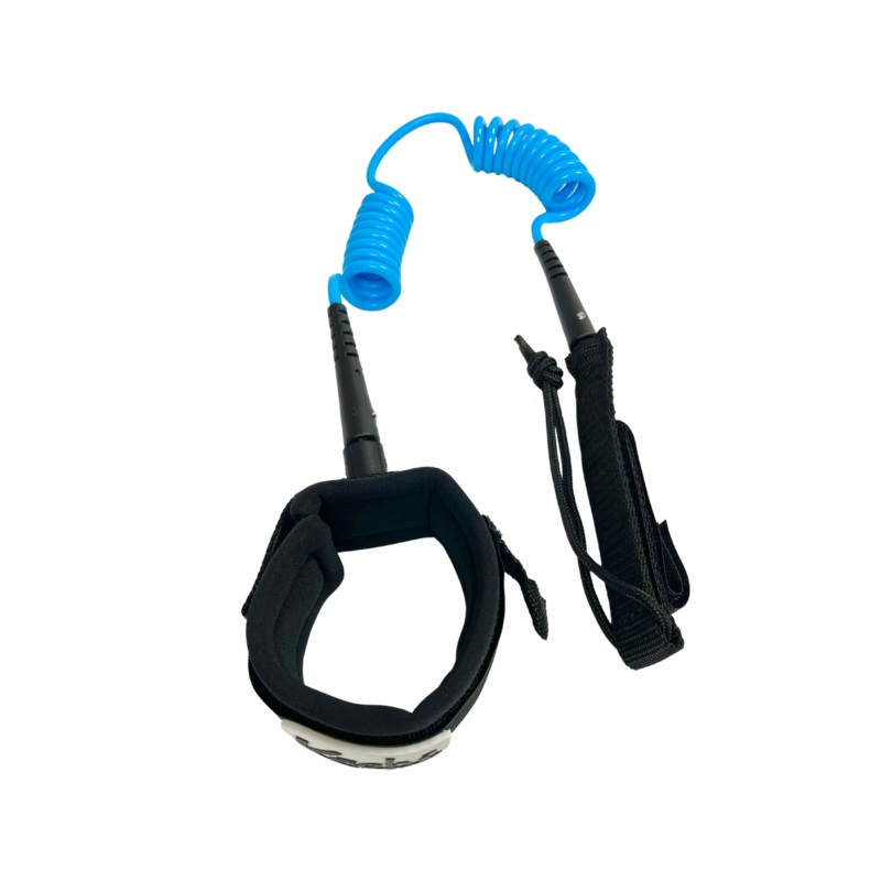 Kaohi Double Coil Ankle Leash-Blue-5′ x 5.5mm *discontinued*