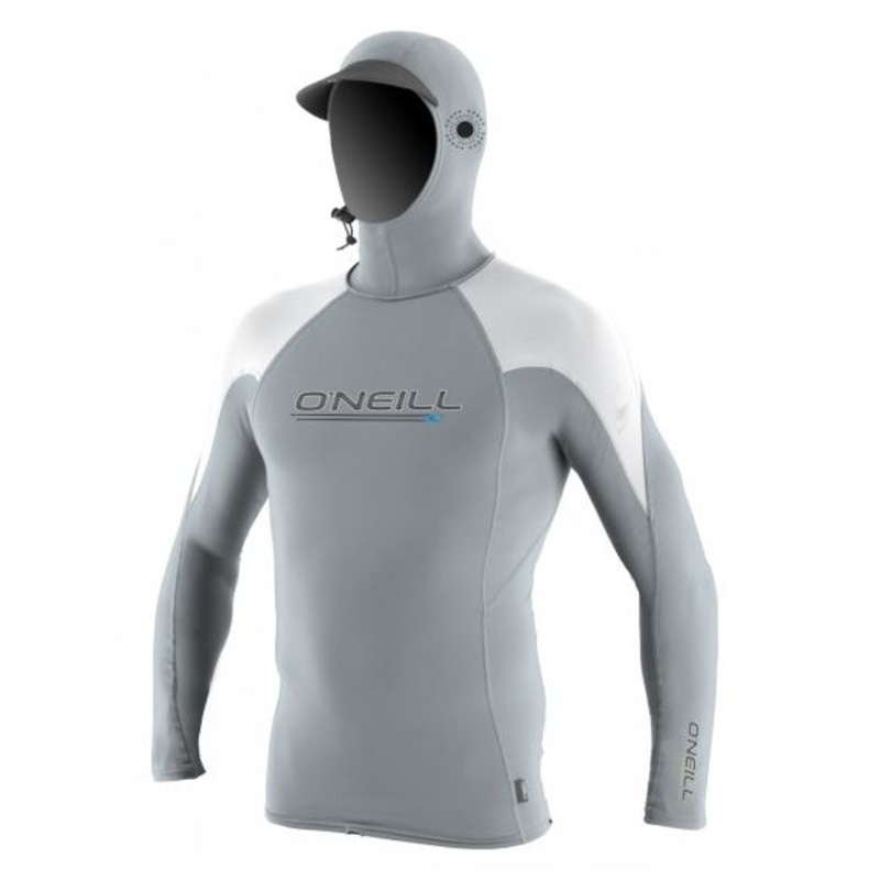O’Neill Premium O’Zone L/S Hooded Rashguard-CoolGry/Wht/Wht