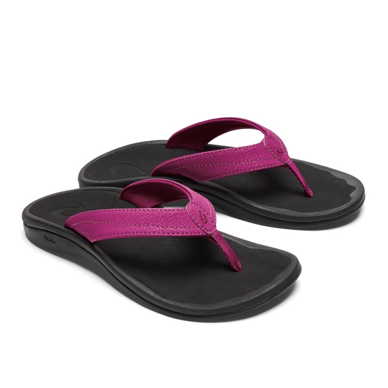 Olukai Ohana Sandal-Orchid Flower/Black