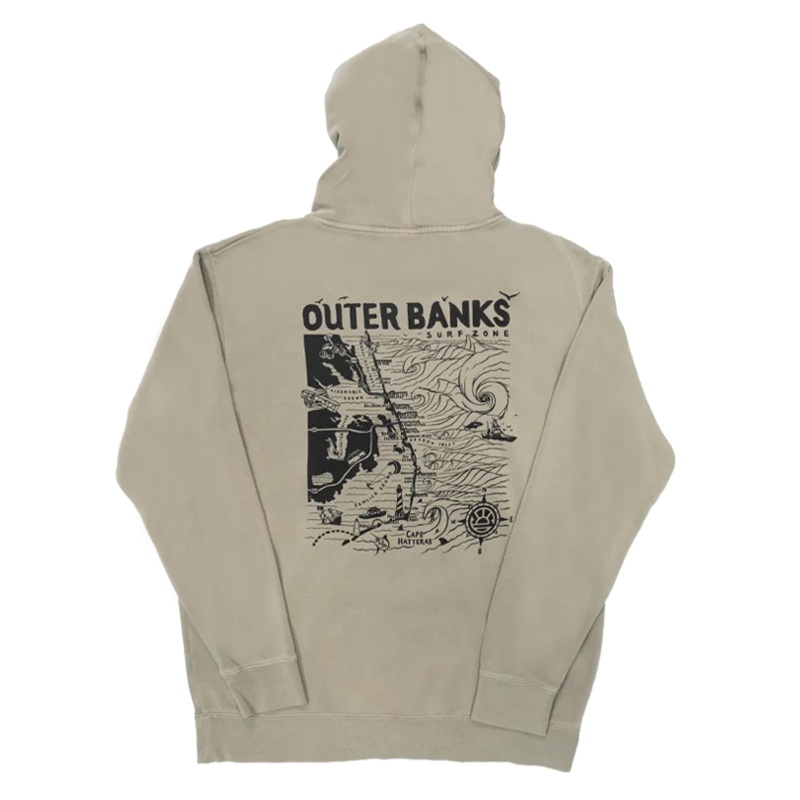 REAL Outer Banks Map Hooded Sweatshirt-Cement