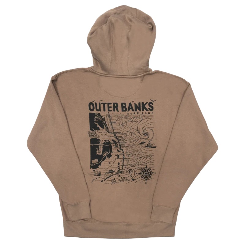 REAL Outer Banks Map Hooded Sweatshirt-Latte