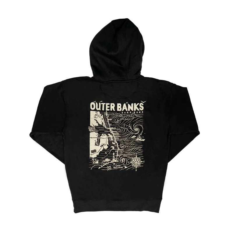 REAL Outer Banks Map Hooded Sweatshirt-Vintage Black