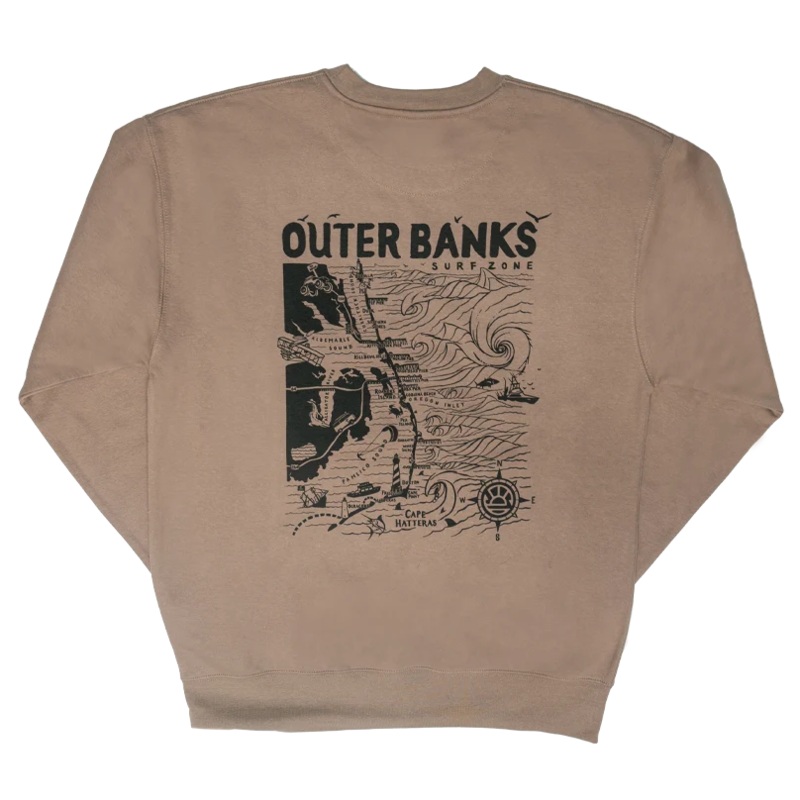 REAL Outer Banks Map Sweatshirt-Latte